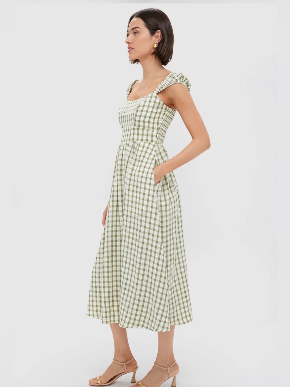 Tuckernuck Sage Gingham Seersucker Gingham Dress